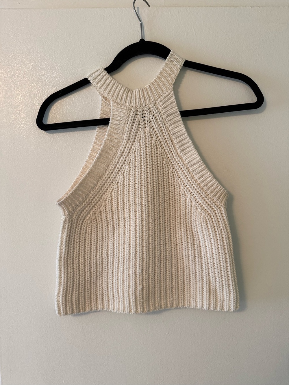 Anthropologie Cream Ribbed Halter Knit Tank